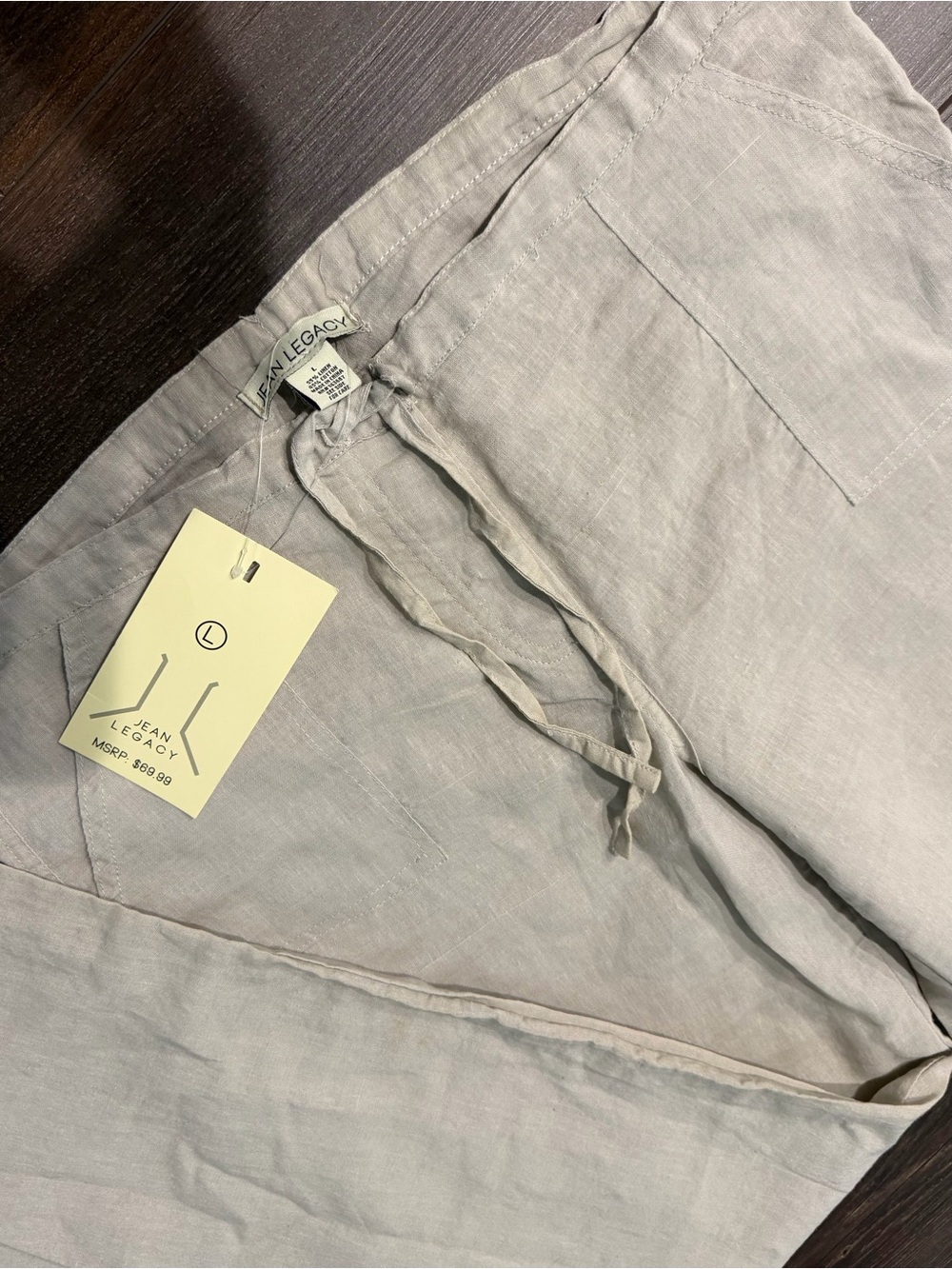 Linen-Blend Drawstring Pants